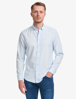 A__k Mavi Oxford Slim Fit Kolay _t_lenebilir G_mlek