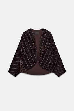 QUILTED VELVET KIMONO WITH BEADS - Zara фото 3