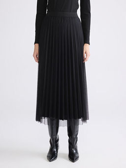 Beli Lastikli Pileli Etek