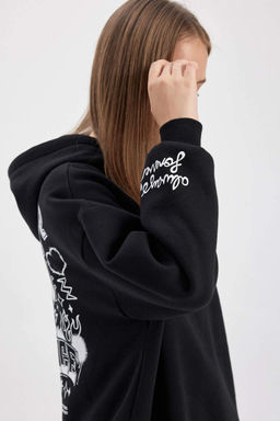 Толстая толстая толстовка с капюшоном и принтом на спине Cool Oversize - Defacto фото 7