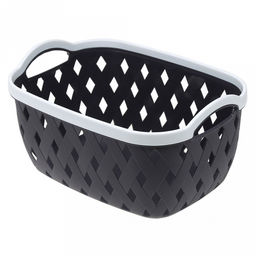 "Домашняя мода" Корзина пластмассовая для хранения "Плетенка-Ромб" 26,5х18,5см h12,4см, с ручками, графит (Китай)