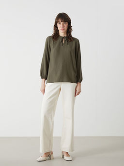 Ba?lamal? Yaka Dokulu Kad?n Bluz