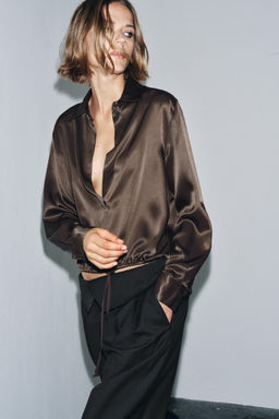 ZW COLLECTION SATIN BLOUSE WITH TIES - Zara фото 4