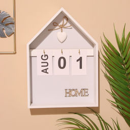 Сувенир вечный календарь подвесной HOME, 52028 см, дерево, белый