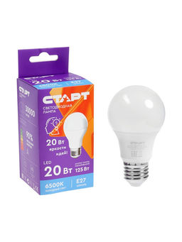 Цена за 2 шт. Лампа светодиодная СТАРТ, 20 Вт, Е27, 6500К, 1600 Лм, холодный (белый) свет
