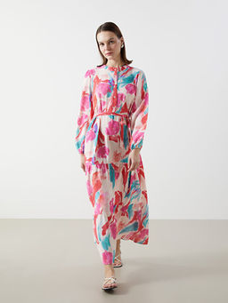 Hakim Yaka Desenli Elbise