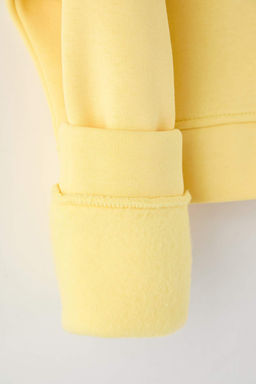 Ac?k Sar? Fermuarl? Kapusonlu Rahat Kesim Crop Kal?n Ici Polarl? Orme Sweatshirt TWOAW20SW0660