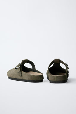 SPLIT SUEDE T-BAR CLOGS - Zara фото 4
