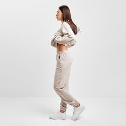 Костюм женский (толстовка, брюки) MIST, размер 48-50, бежевый