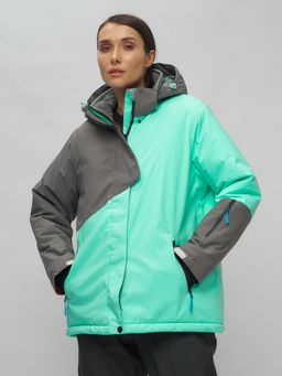 Горнолыжный костюм женский большого размера бирюзового цвета 02278Br