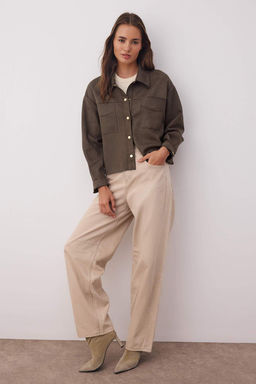 Kahverengi Gold Dugme Detayl? Suet Gomlek Ceket TWOAW26CE00016 - Trendyolmilla фото 6