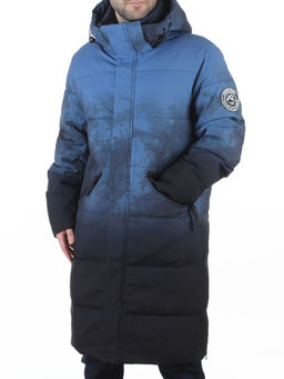 6782 BLUE/BLACK Куртка мужская зимняя удлиненная (био-пух)