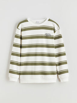 Bisiklet Yaka ?izgili Erkek ?ocuk Sweatshirt