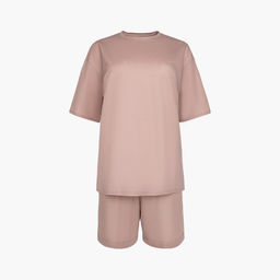 Костюм спортивный женский: футболка, шорты, MINAKU: Casual Collection, размер 50, бежевый