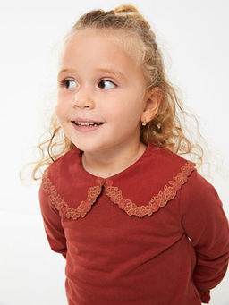 Bebe Yaka Uzun Kollu Nak?? Detayl? K?z Bebek Sweatshirt - Waikiki фото 2