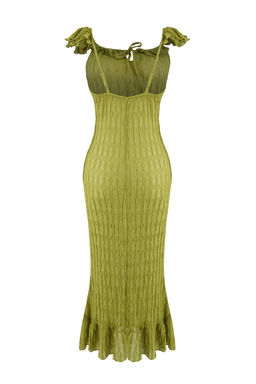 Yag Yesili Orme Maxi Volanl? Plaj Elbisesi TBESS26EL00010