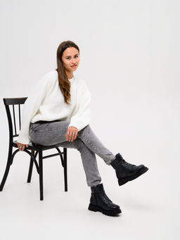 Ботинки 319.PODYUM141bl.Вакса черная/шерсть