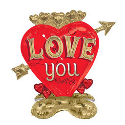 Воздушный шар фольгированный 40" «Сердце со стрелой на подставке», под воздух