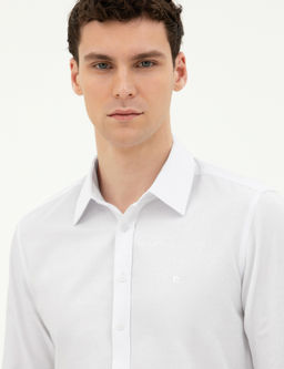 Рубашка Pierre Cardin Slim Fit белая с длинным рукавом