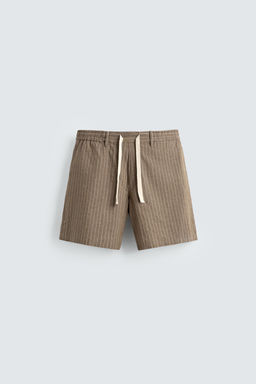 BERMUDA RELAXED FIT ALGOD?N - LINO / Marr?n / Crudo - Zara фото 6