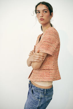 BLAZER ESCOTE REDONDO MANGA CORTA / Naranja - Zara фото 4