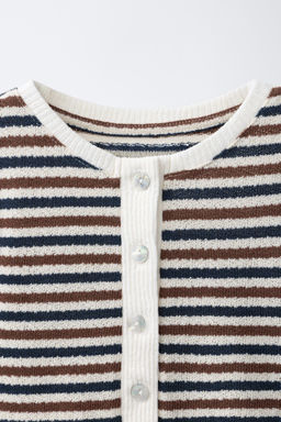 CHAQUETA PUNTO RAYAS / Rayas marrones - Zara фото 3