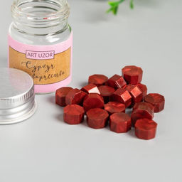 Цена за 2 шт. Сургуч в гранулах в баночке Восьмигранник терракот 9 гр 4,5х3х3 см - Арт узор фото 2