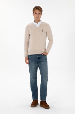 Erkek Slim Fit V Yaka Ta_ Melanj Basic Kazak - U.s. polo assn фото 4