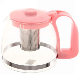 Чайник заварочный стеклянный 1200 мл с металлическим ситом Селфи,микс