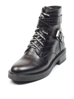 01-CH8361-21B100M BLACK Ботинки демисезонные женские (натуральная кожа, байка)