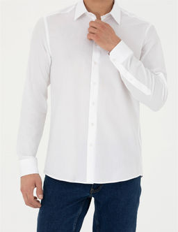 Beyaz Slim Fit Uzun Kollu Basic G_mlek - Pierre cardin фото 6