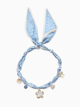 Колье-чокер на платке "Стиль". цвет голубой с золотом