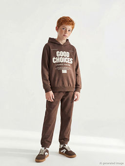 Kap??onlu Bask?l? Erkek ?ocuk E?ofman Tak?m?