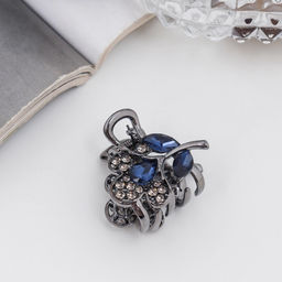 Цена за 6 шт. Крабик для волос «Роуз», цветок, 3 см, чёрный