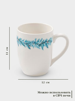 Кружка новогодняя Доляна Зимний вечер, 300 мл, фарфор, белая