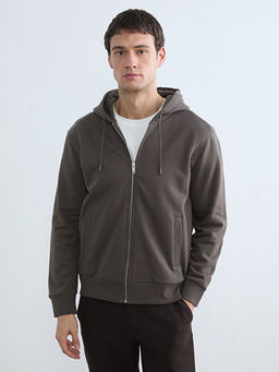Kap??onlu Standard Fit Erkek Fermuarl? Sweatshirt