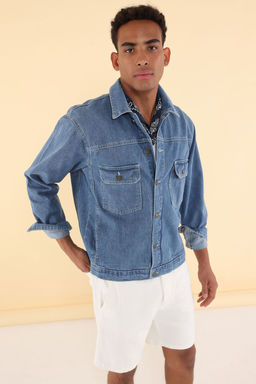 TRENDYOL MAN Mavi Unisex Regular Kot Ceket TMNSS25CE00006 - Trendyolmilla фото 3