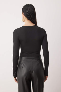 Kahverengi Duz V Yaka Uzun Orme Sandy Body TPRAW26BD00028 - Trendyolmilla фото 6
