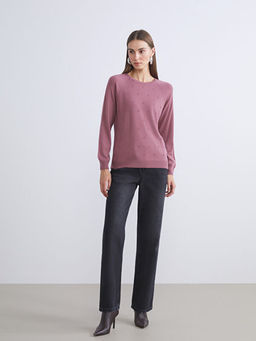 Bisiklet Yaka ?i?ekli Kad?n Triko Kazak