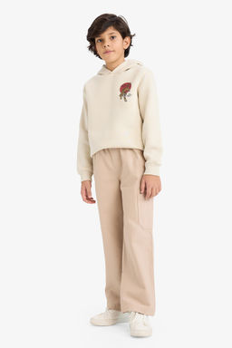 Kap__onlu S_rt Bask_l_ __i Yumu_ak T_yl_ Sweatshirt Erkek _ocuk - Defacto фото 2