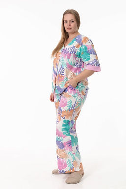 Пижама рубашка и брюки М325384рм розовый/ментол - Елена фото 2