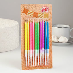 Свечи для торта Неон, 10 шт, разноцветные, 14 см - Страна карнавалия фото 3