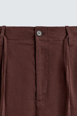 BERMUDA WIDE FIT MEZCLA LINO / Burdeos - Zara фото 8