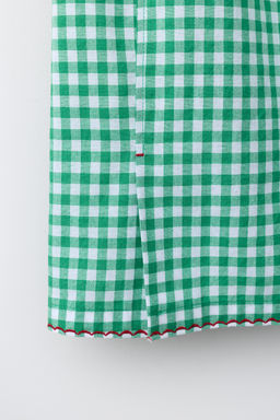 PANTAL?N WIDE LEG CUADRO VICHY / Blanco / Verde