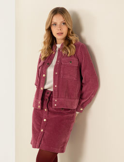 Pembe Kadife Crop Ceket