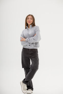 150 Свитшот зипка, серый меланж