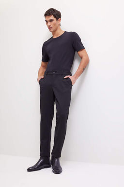 Slim Fit Dar Kesim Bisiklet Yaka Basic Duz K?sa Kollu Tisort - Defacto фото 3