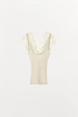 TOP PUNTO ENCAJE / Crudo - Zara фото 5
