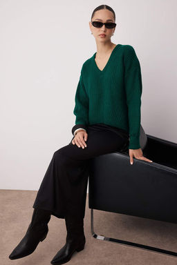 Gri Yumusak Dokulu Genis Kal?p Basic Triko Kazak TWOAW26KZ00092 - Trendyolmilla фото 5