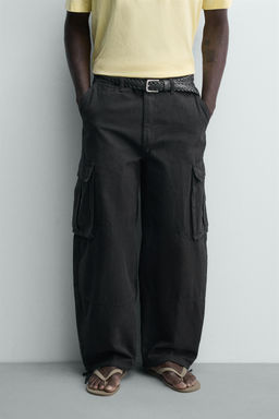 PANTAL?N CARGO BALLOON FIT / Negro